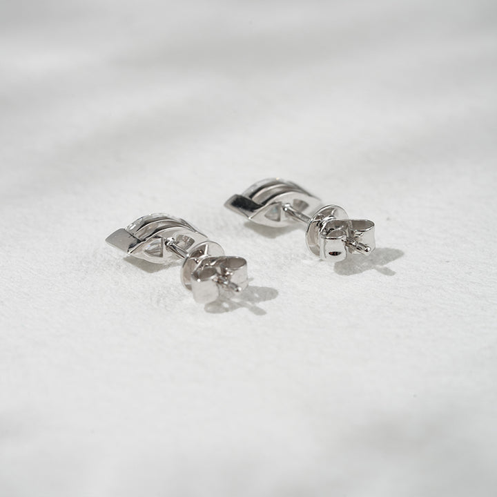 0.65ct Lab-Diamond Marquise cut Stud Earrings in 18K Solid White/Yellow Gold