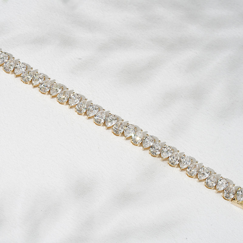 Interlocking Pear Lab Diamond Tennis Bracelet, view 6