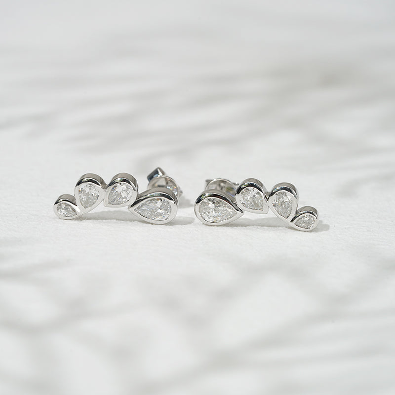 Four-Stone Pear Lab Diamond Earrings, view 7