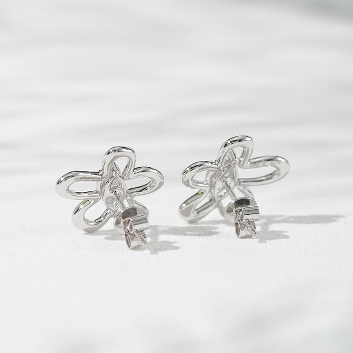 0.65ct Lab-Diamond Marquise cut Diamond Floral Outline Earrings in 18K Solid White Gold