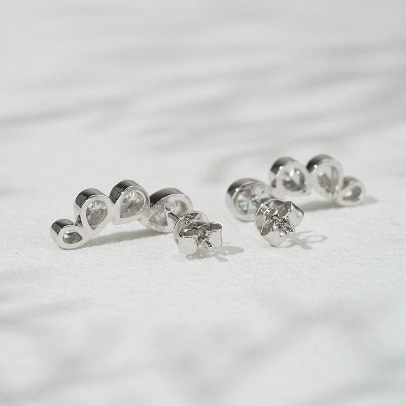 Four-Stone Pear Lab Diamond Earrings, view 8