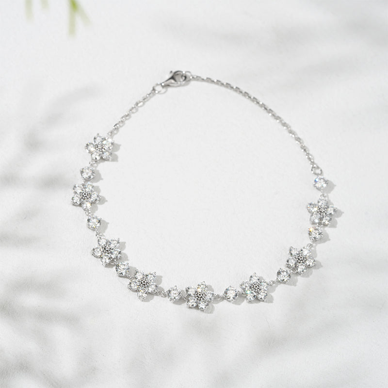 Lab Diamond Flower Bracelet, view 3