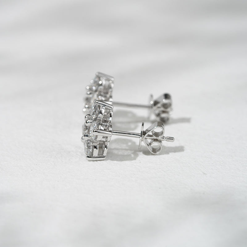 Lab Diamond Flower Cluster Earrings, view 8