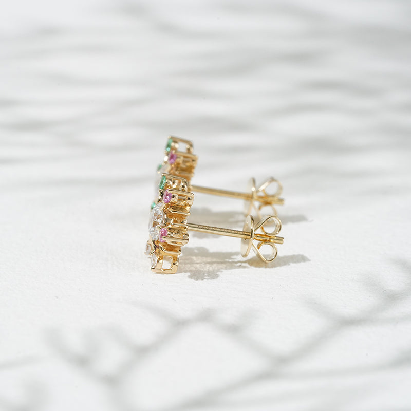 Snowflake Lab Diamond Stud Earrings, view 8