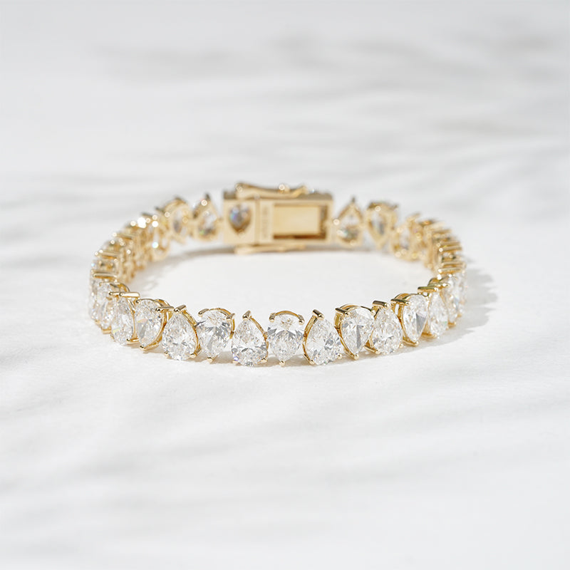 Interlocking Pear Lab Diamond Tennis Bracelet, view 3