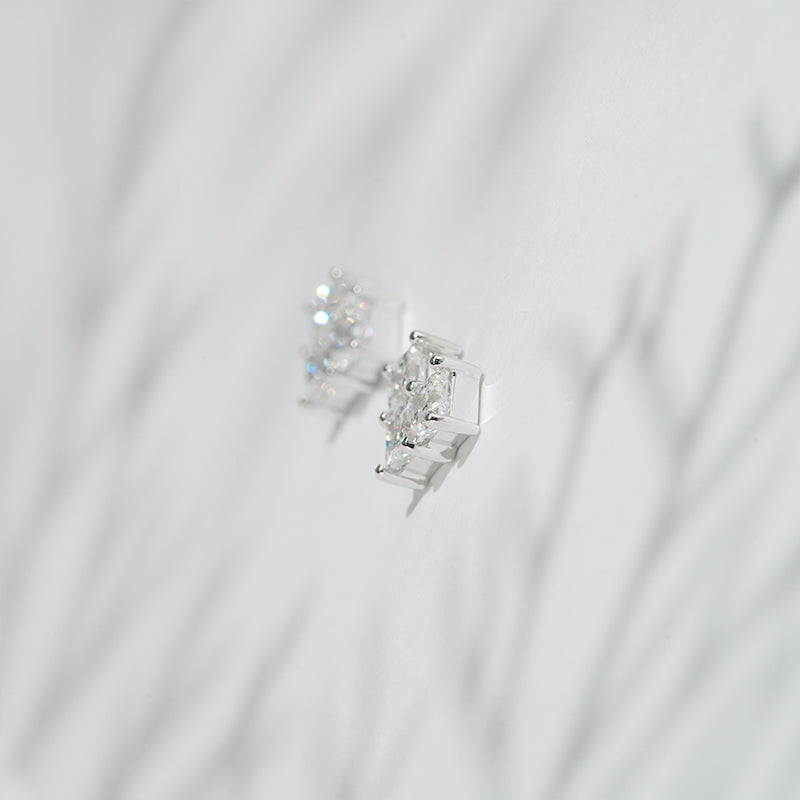 Princess-Cut Lab Diamond Heart Earrings, view 6