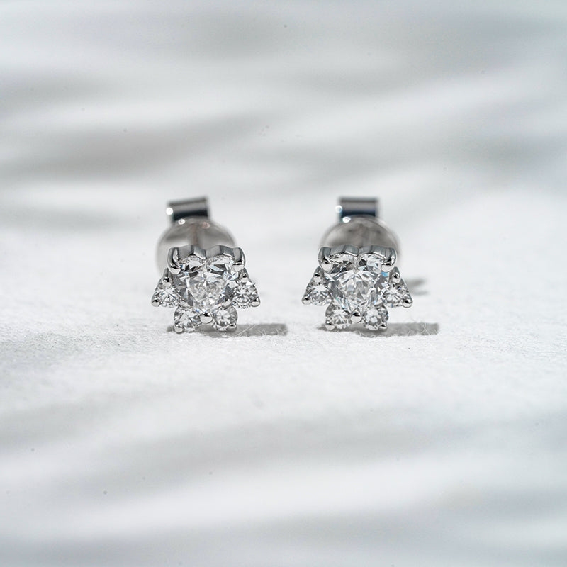 Lab-Diamond Paw Earrings in 18K Solid White Gold