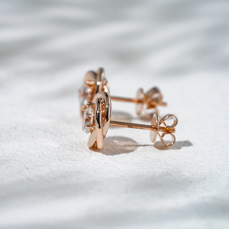 Gold-Framed Round Lab Diamond Stud Earrings, view 8