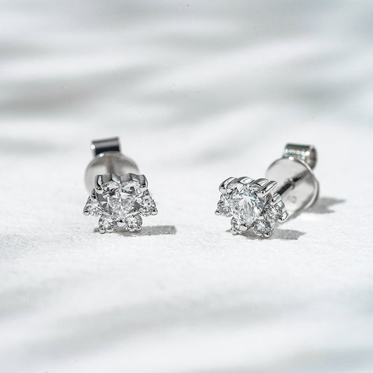 Lab-Diamond Paw Earrings in 18K Solid White Gold