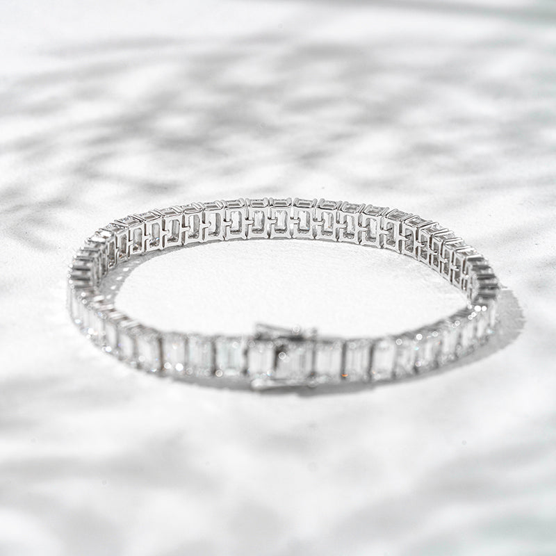 Emerald-Cut Lab Diamond Tennis Bracelet, view 5