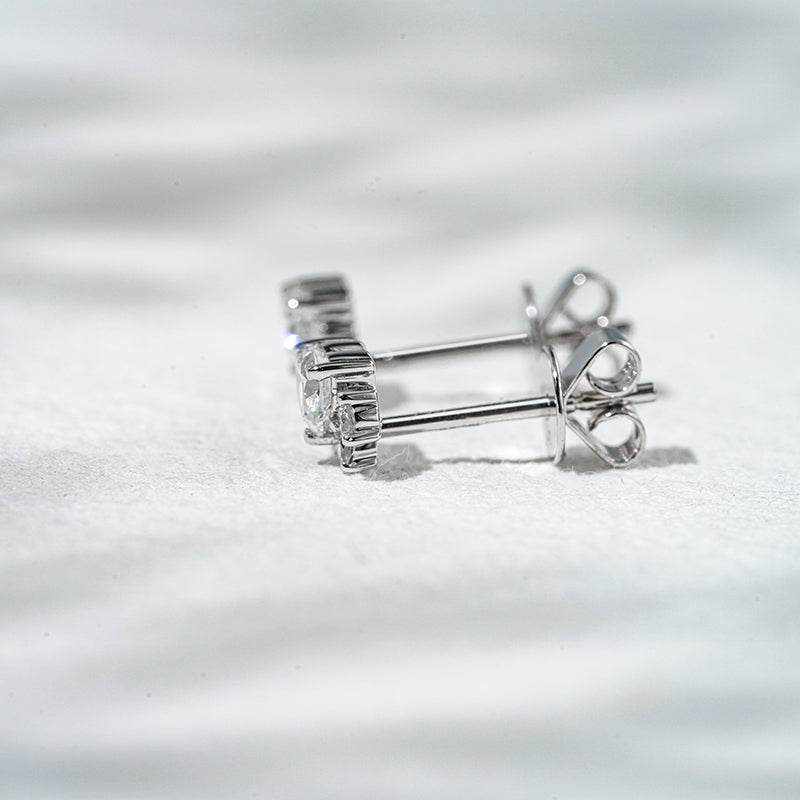 Lab-Diamond Paw Earrings in 18K Solid White Gold