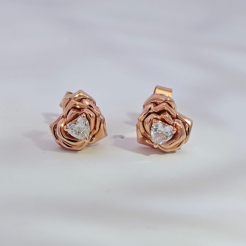 0.40ct Lab-Diamond Rose Earrings in 18K Solid Rose Gold