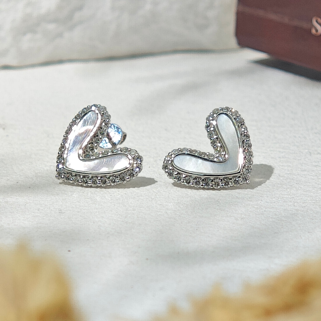 Amora Mother-of-Pearl Heart Earrings, view 6