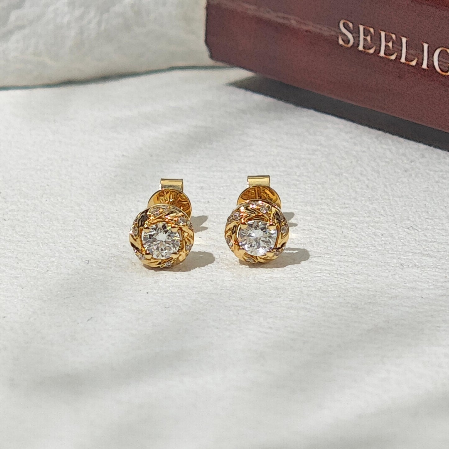 0.40ct Lab-Grown Diamond Earrings in 14K Solid White/Yellow Gold