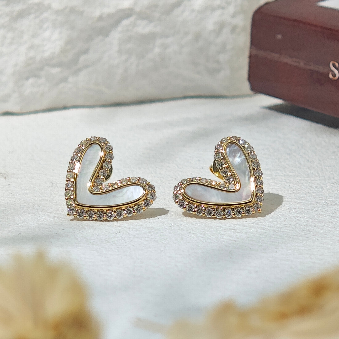 Amora Mother-of-Pearl Heart Earrings, view 13