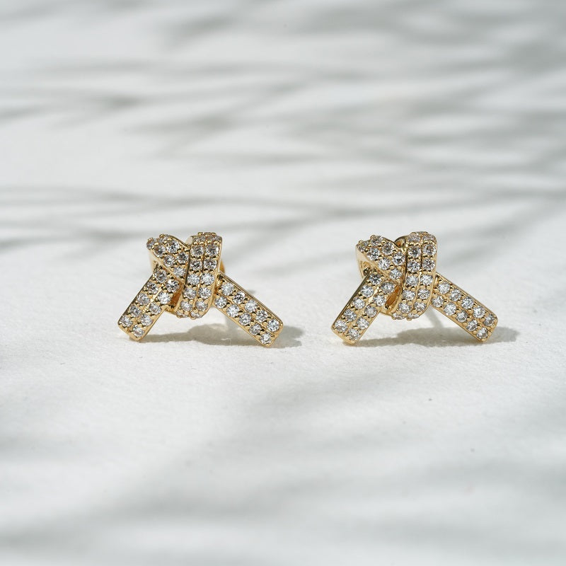 Pavé Knot Lab Diamond Earrings, view 12