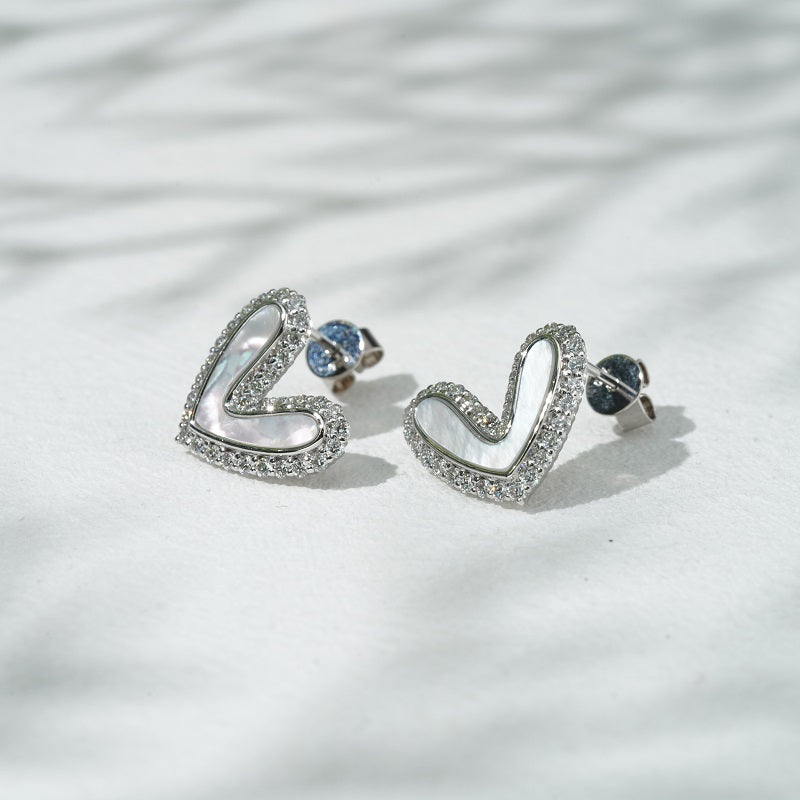 Amora Mother-of-Pearl Heart Earrings, view 7