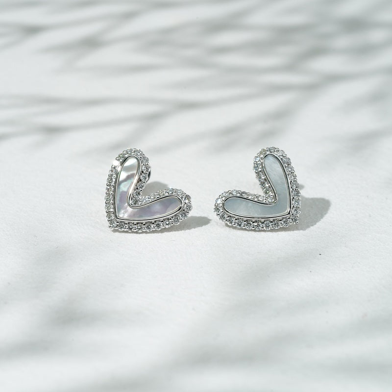 Amora Mother-of-Pearl Heart Earrings, view 8