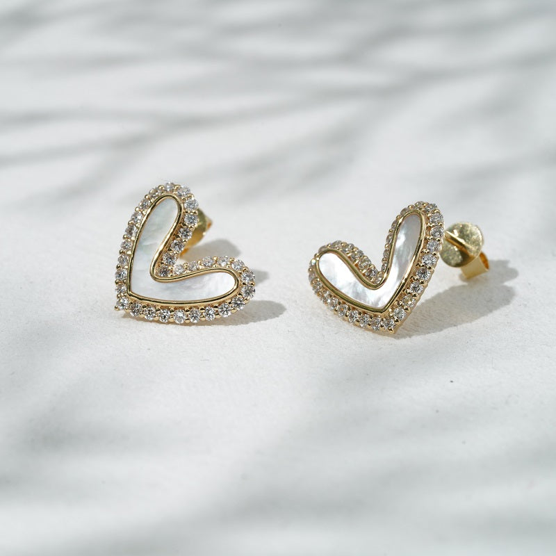 Amora Mother-of-Pearl Heart Earrings, view 11