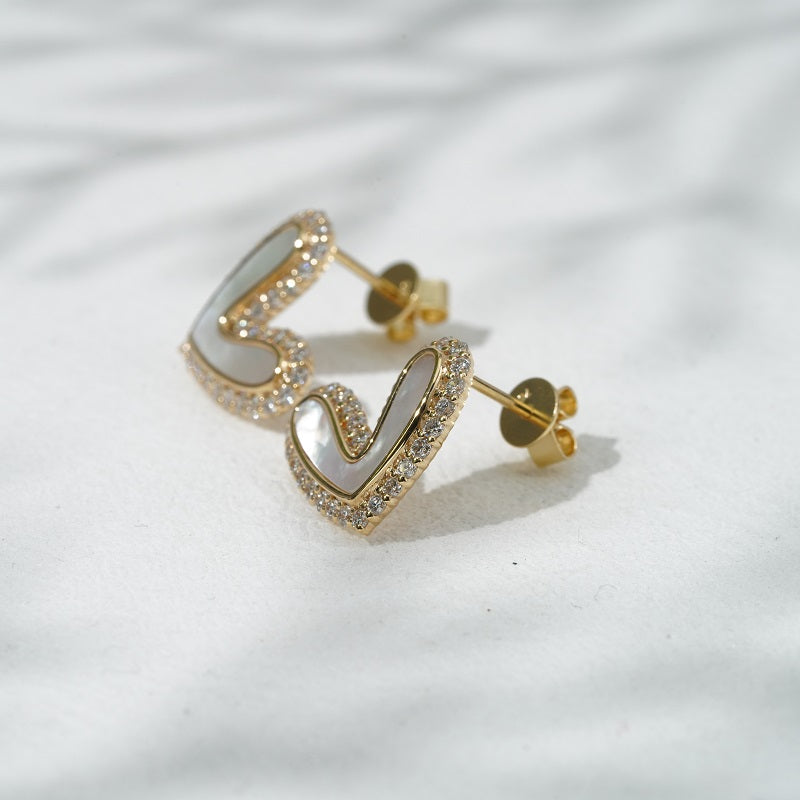 Amora Mother-of-Pearl Heart Earrings, view 10