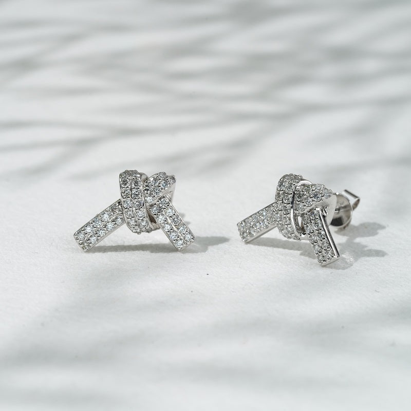 Pavé Knot Lab Diamond Earrings, view 8