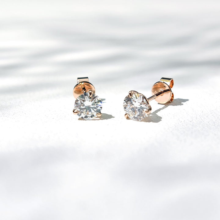 5mm, 1.00ct total Classic Three-Prong Martini Diamond Earrings in 14K Solid White/Yellow/Rose Gold