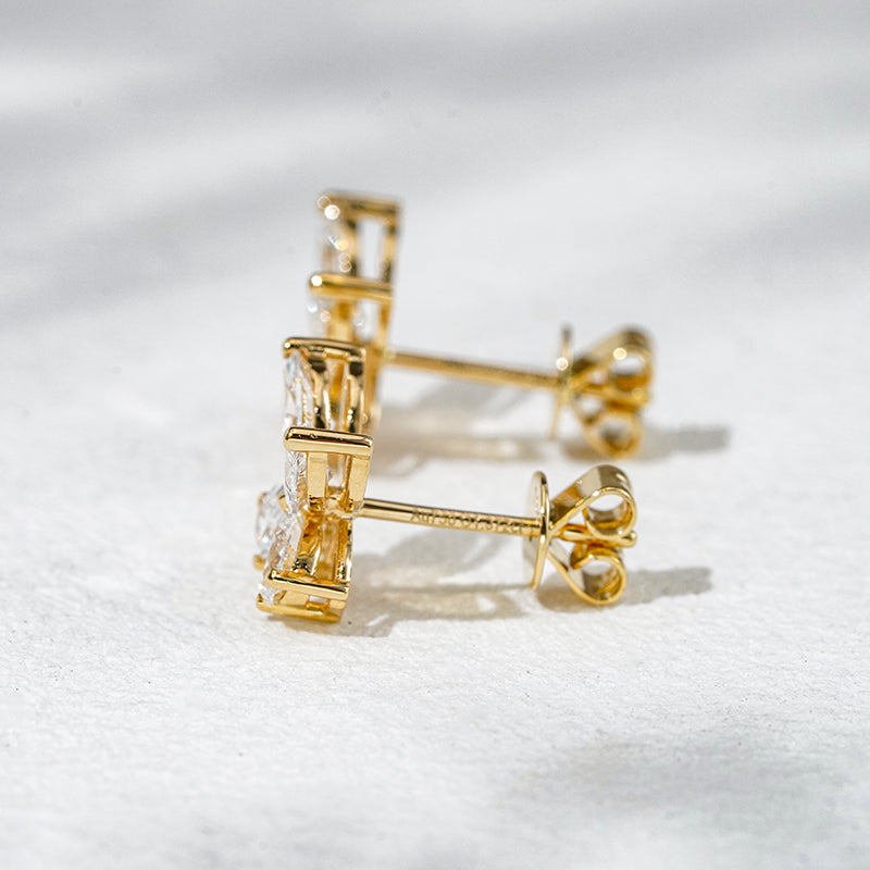 Lab-Diamond Marquise/Pear Cut Butterfly Earrings in 18K Gold