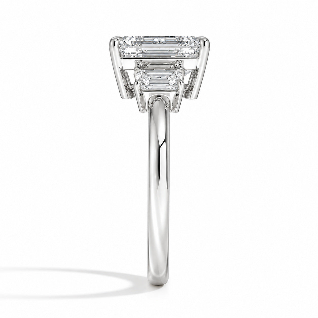 Prime Trilogy emerald-cut lab diamond three-stone ring, view 8