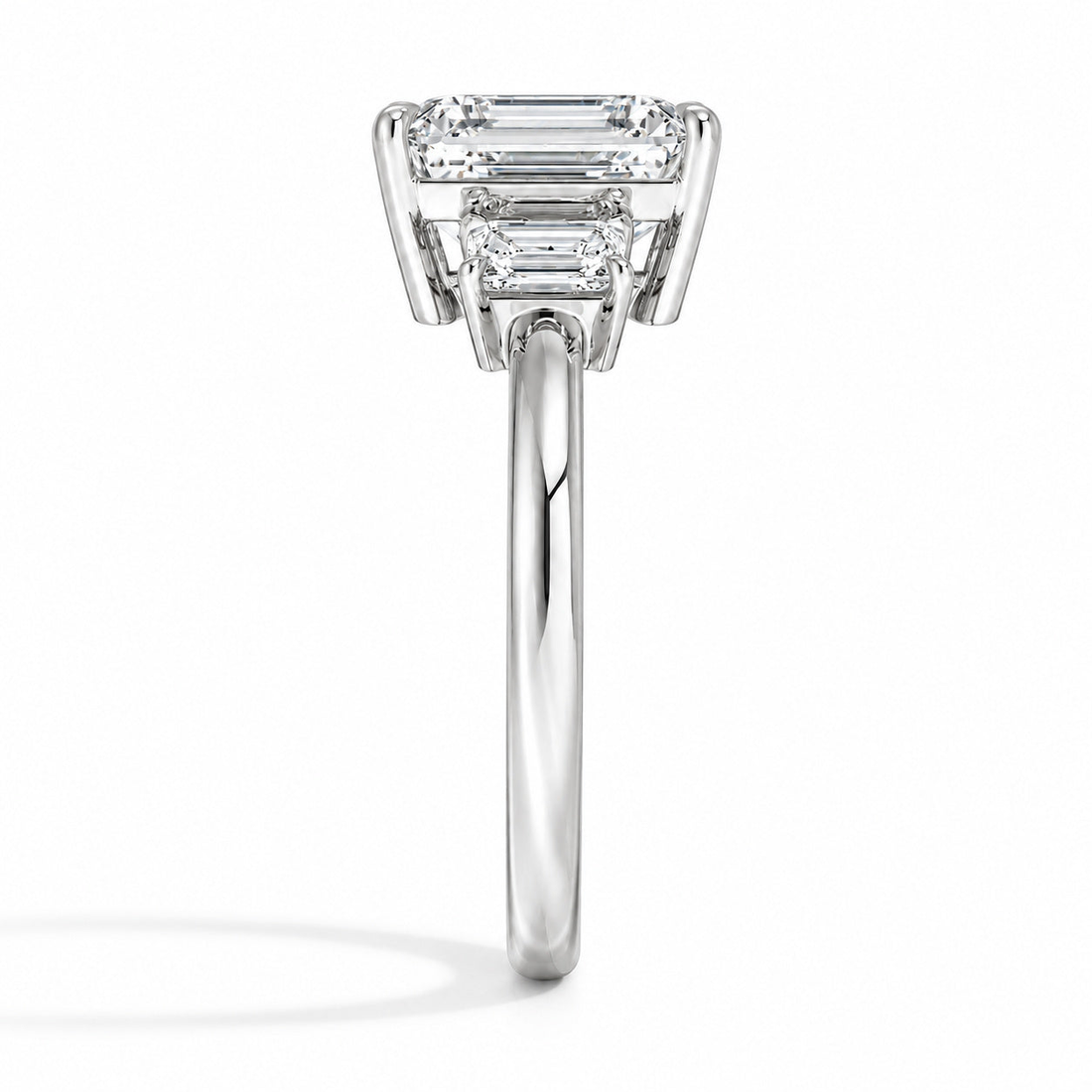 Prime Trilogy emerald-cut lab diamond three-stone ring, view 14