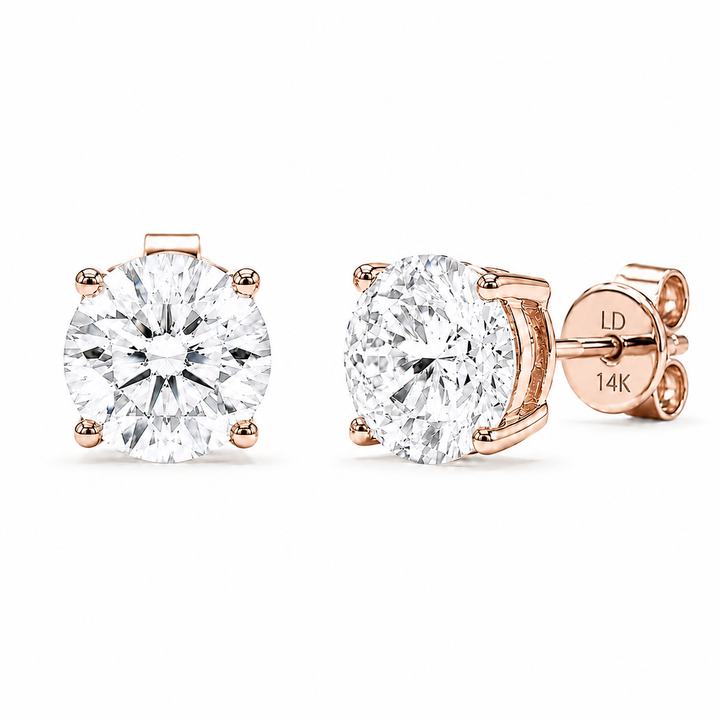 Classic Four-Prong Diamond Earrings in 14K Gold or Platinum