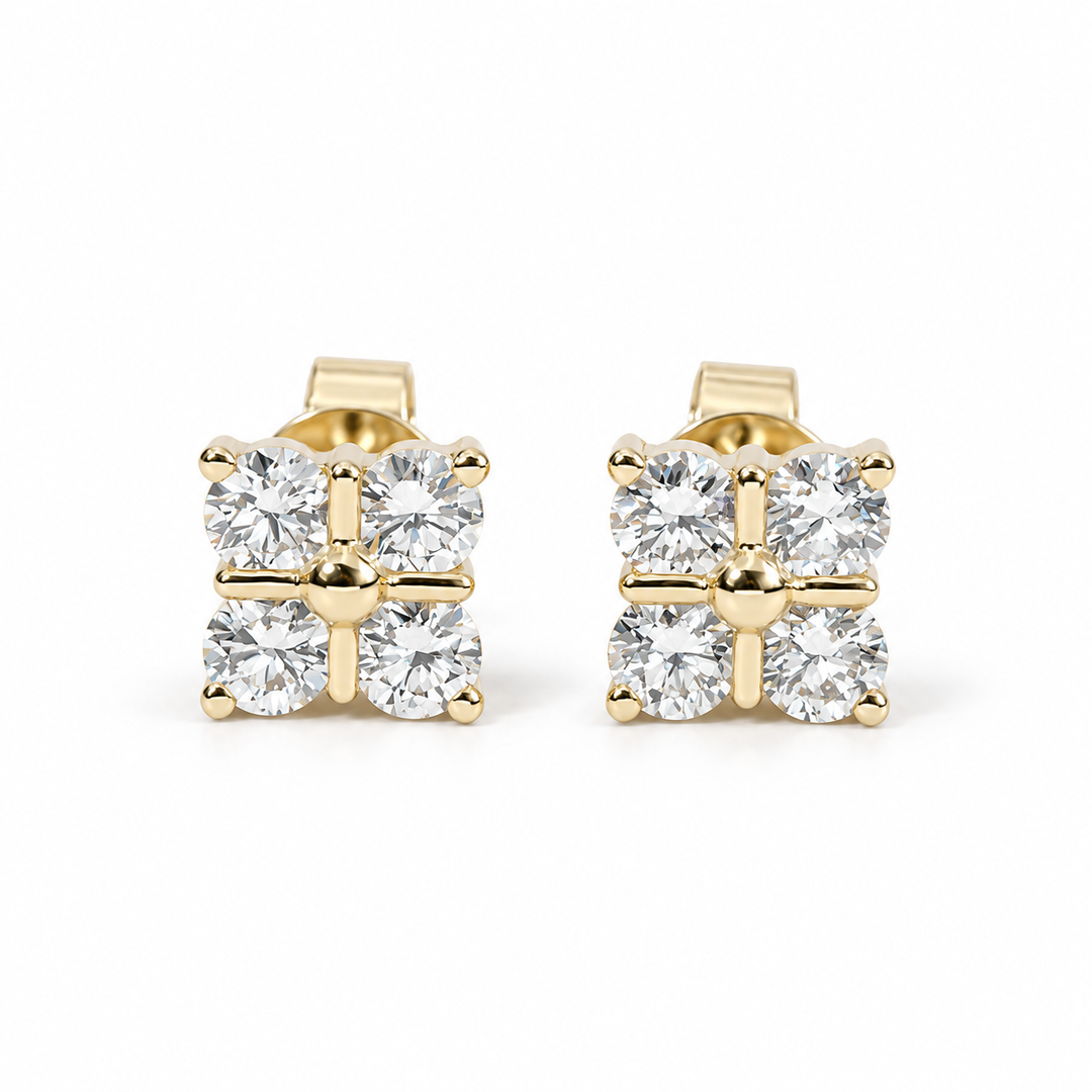 Four-Stone Lab Diamond Bar Stud Earrings in 14K Yellow Gold