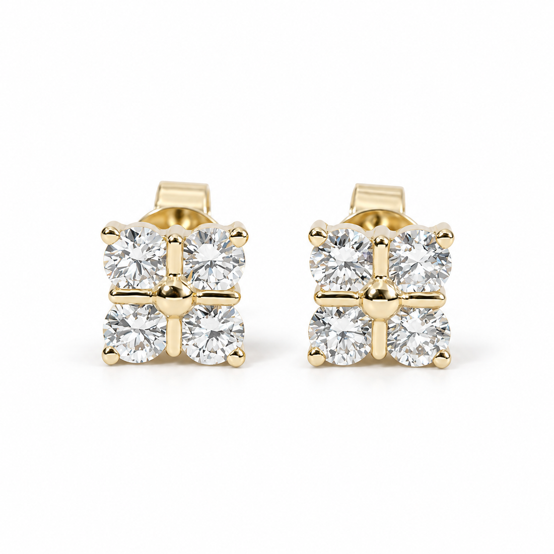Four-Stone Lab Diamond Bar Stud Earrings in 14K Yellow Gold