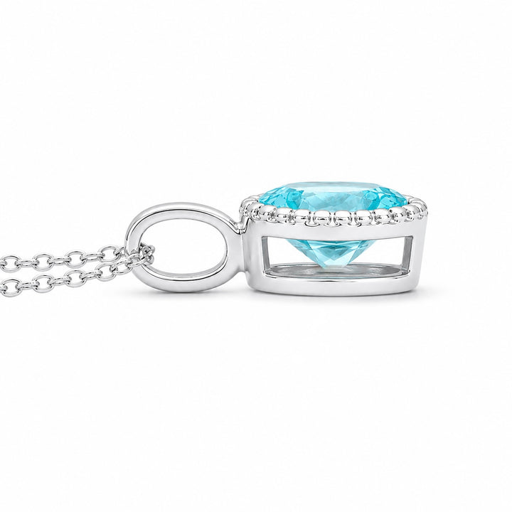 1.25ct Oval Cut Paraiba Pendant Necklace in 14K White Gold (5x7mm)