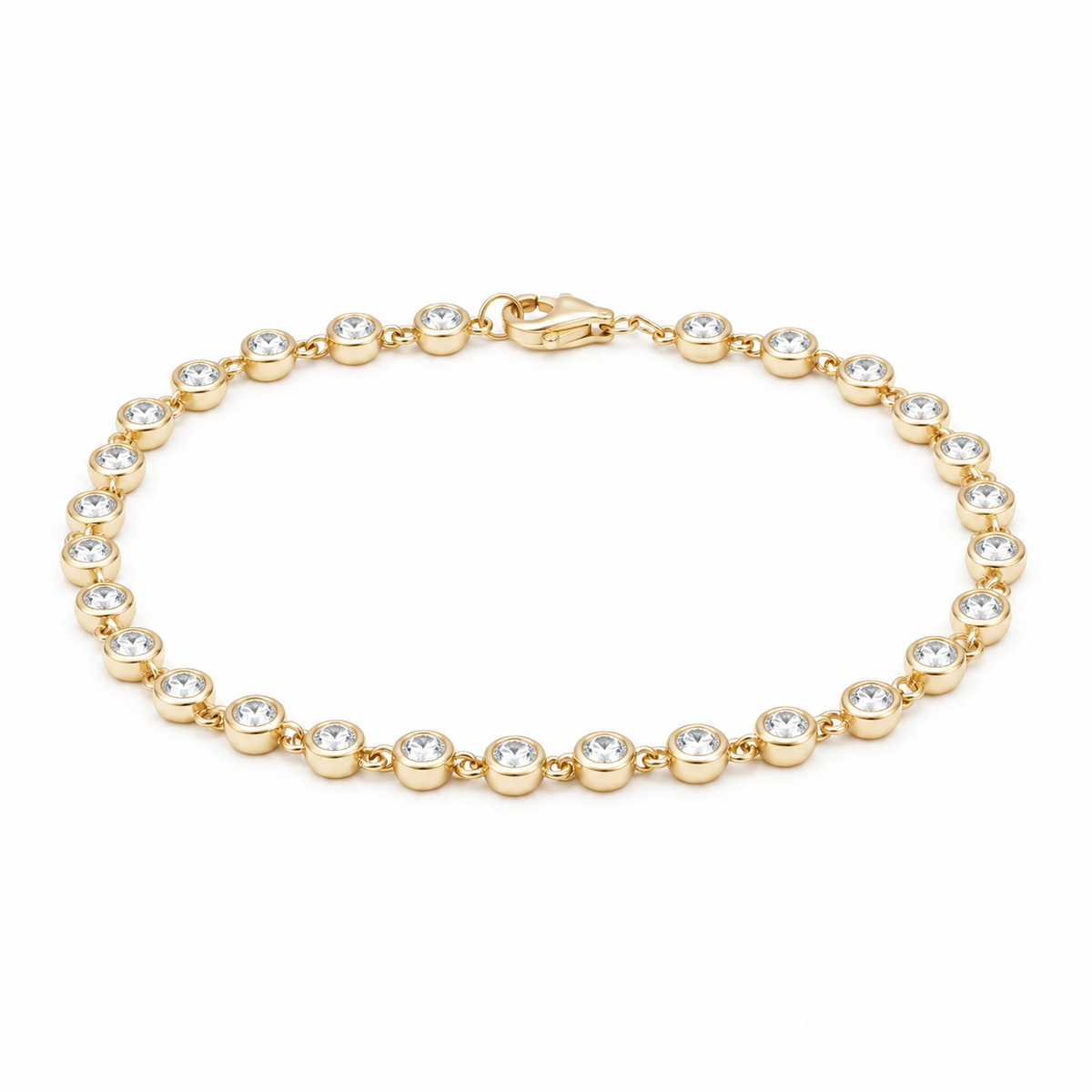 Bezel-Set Round Lab Diamond Tennis Bracelet — 2.5ctw (3mm)