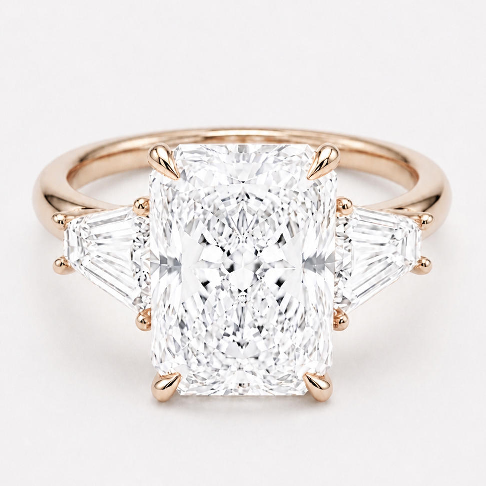 3.00ct Radiant Diamond Three-Stone Ring, "The Silhouette"