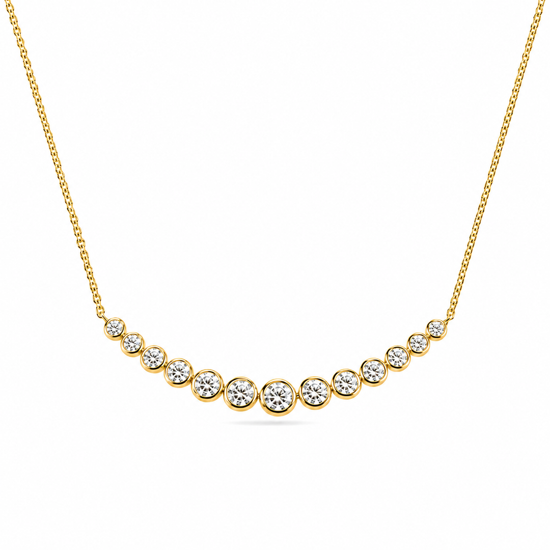 2.2ctw Lab Diamond Graduated Curved Bar Bezel-Set Pendant Necklace