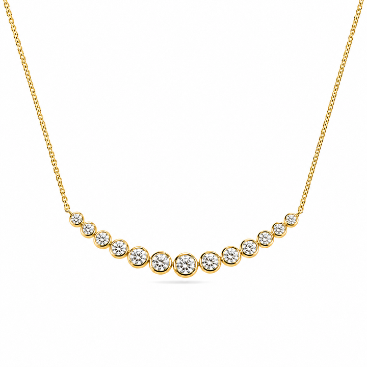2.2ctw Lab Diamond Graduated Curved Bar Bezel-Set Pendant Necklace