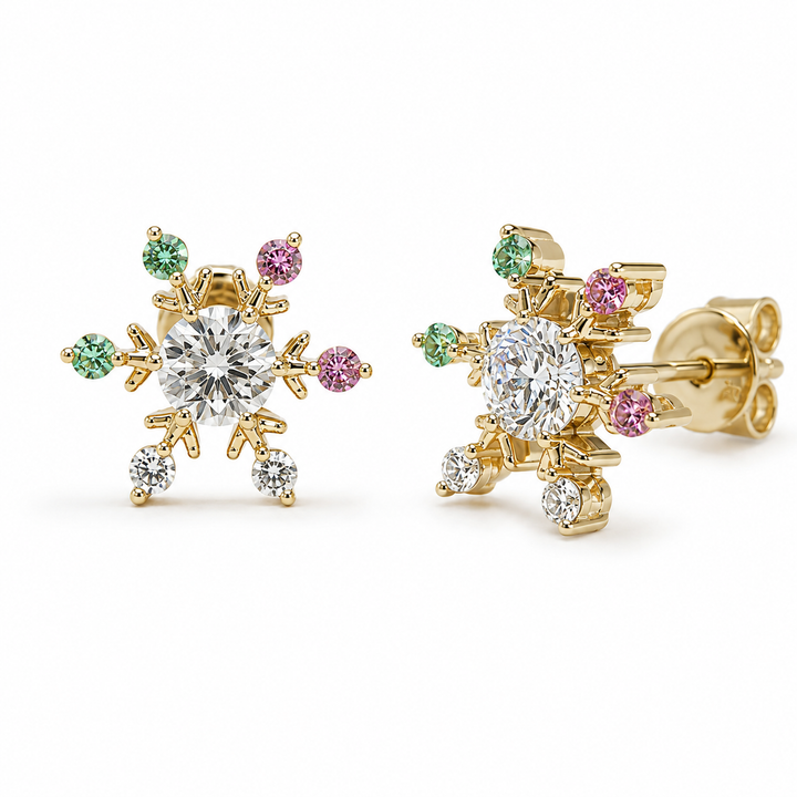 Snowflake Diamond Stud Earrings — 0.50ct Total