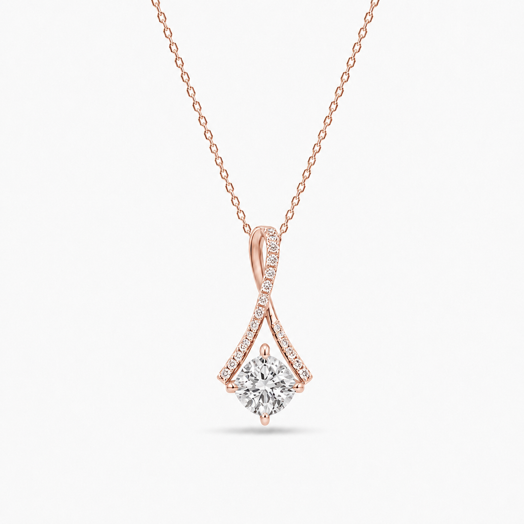 5mm, 0.5ct Round Cut Lab Diamond Pendant with Infinity Pavé-Bail Necklace