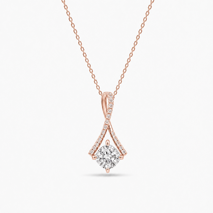 5mm, 0.5ct Round Cut Lab Diamond Pendant with Infinity Pavé-Bail Necklace