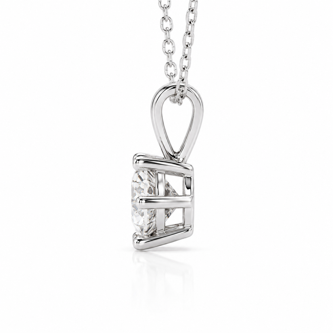 5mm, 0.5ct Round Cut Lab Diamond 6-Prong Pendant Necklace