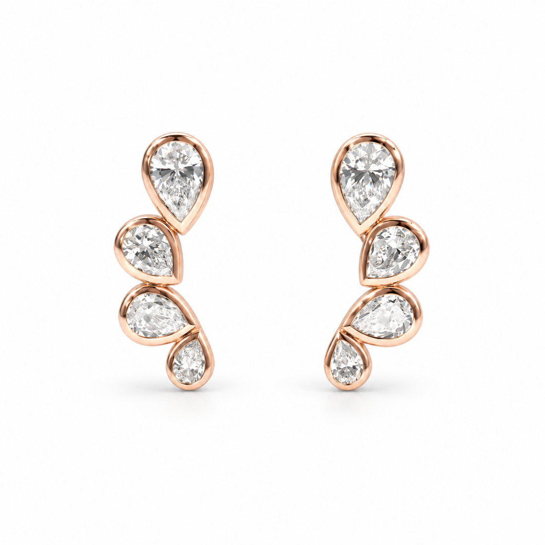 Four-Stone Pear Lab Diamond Earrings in 14K Rose Gold