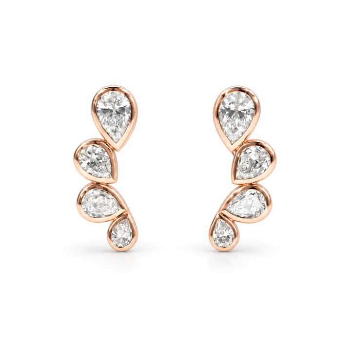Four-Stone Pear Lab Diamond Earrings in 14K Rose Gold