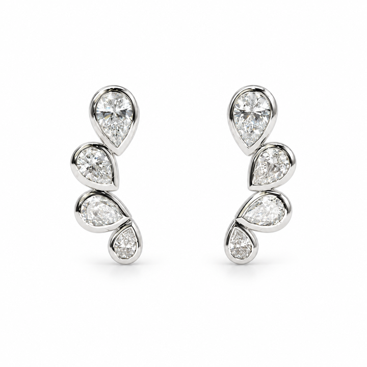 Four-Stone Pear Lab Diamond Earrings in 14K White Gold