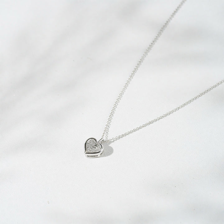 1.00ct Heart-Cut Diamond Bezel Pendant Necklace in 18K White Gold (7mm)