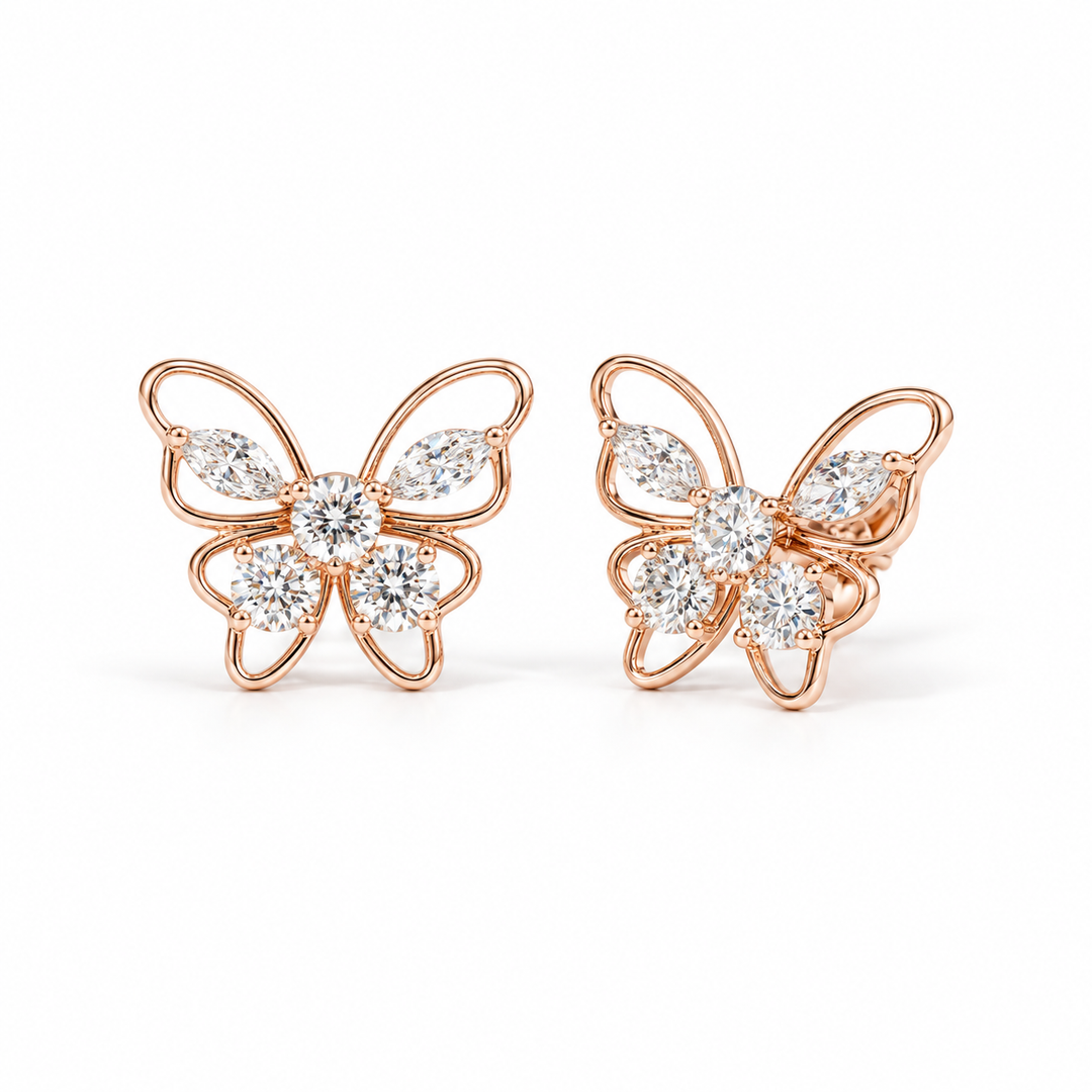 Marquise Butterfly Lab Diamond Earrings in 14K Rose Gold
