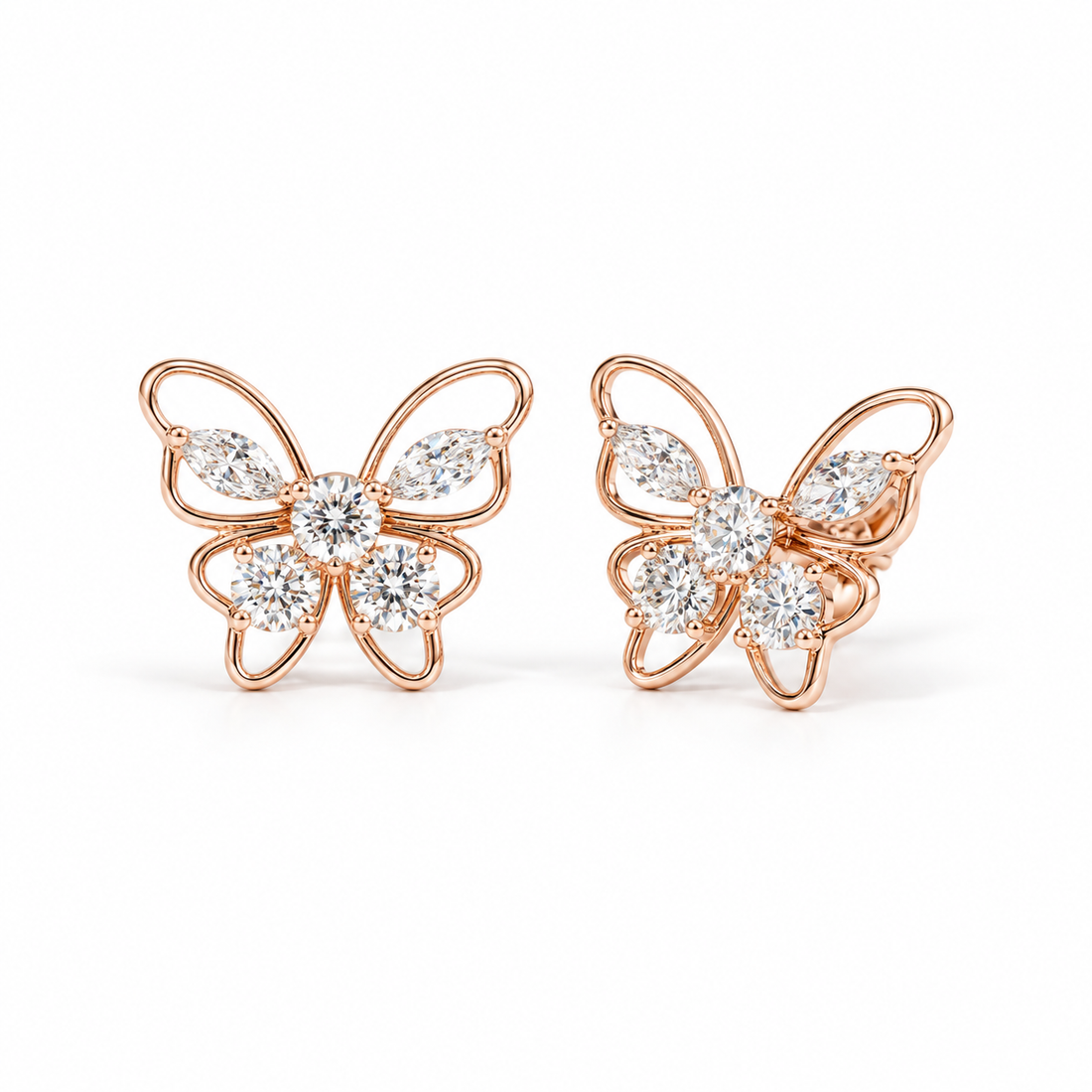 Marquise Butterfly Lab Diamond Earrings in 14K Rose Gold