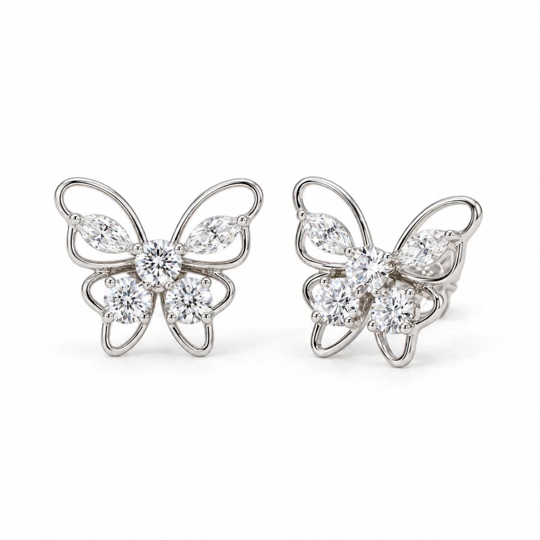 Marquise Butterfly Lab Diamond Earrings in 14K White Gold