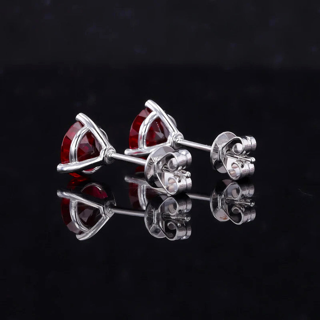 0.50ct Each Round Ruby Martini Stud Earrings in 10K White Gold