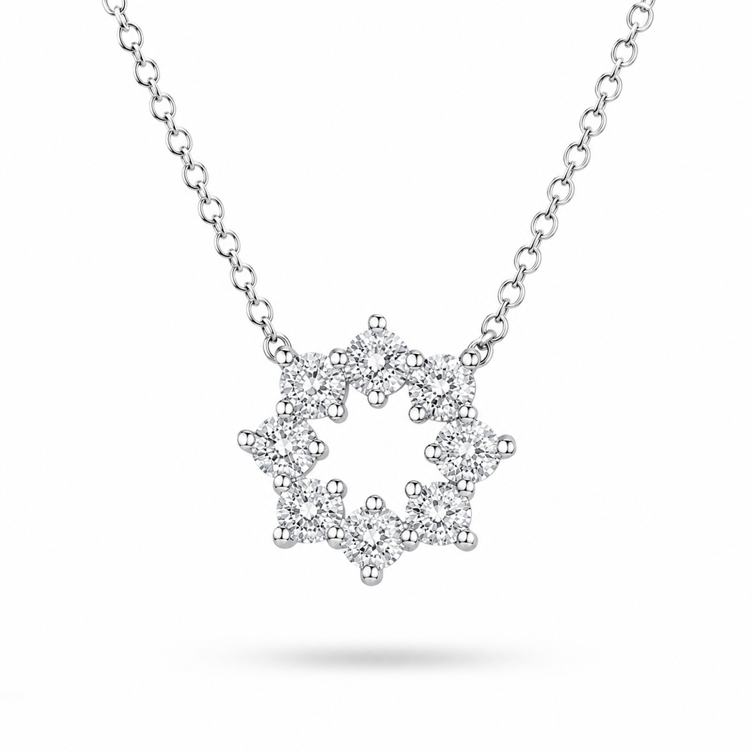 8mm, 1ct Lab Diamond Sunburst Pendant Necklace